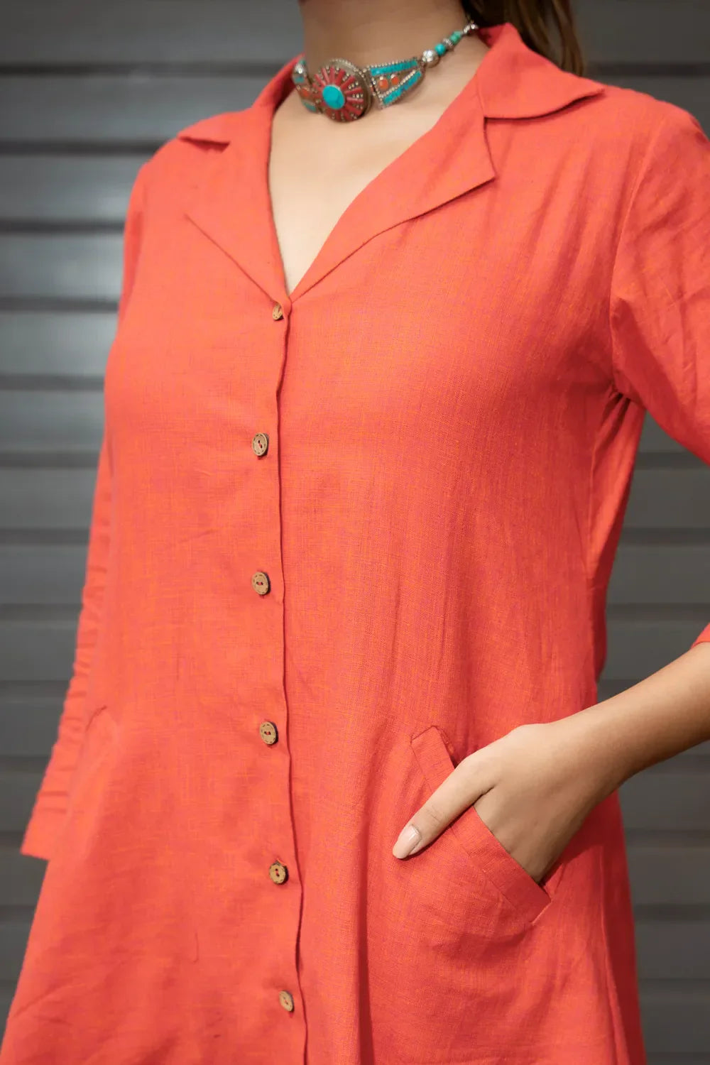 Tangerine Orange Pure Cotton Co-ord Set | SHOBITAM