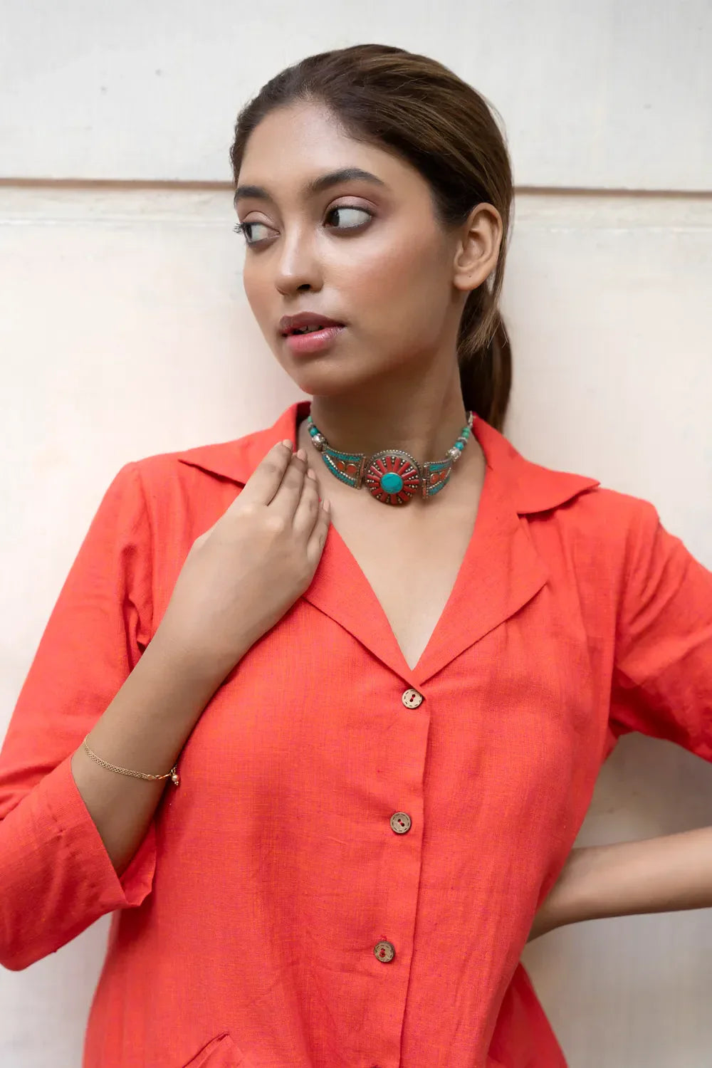 Tangerine Orange Pure Cotton Co-ord Set | SHOBITAM
