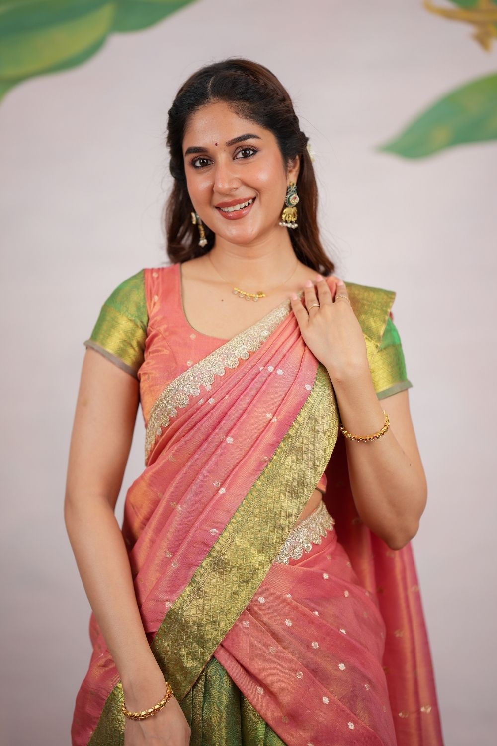 Tanisha Green Halfsaree (Set of 3) | SHOBITAM