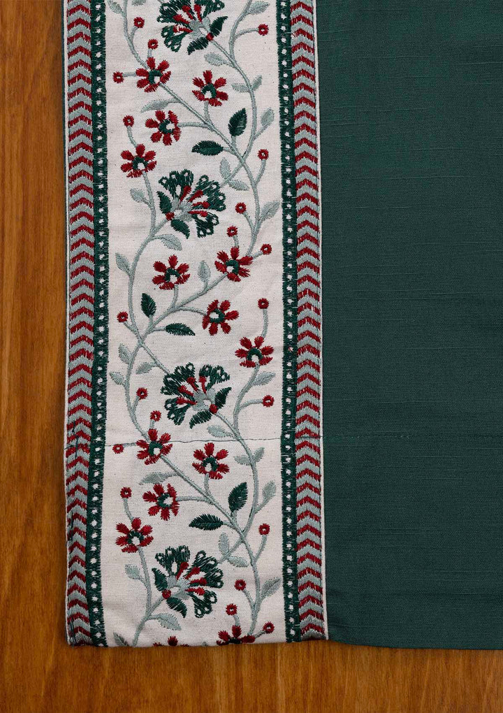 Kadamba Jade Green 100% Cotton Plain Curtain for living room & bedroom - Room Darkening - Single Piece | SHOBITAM