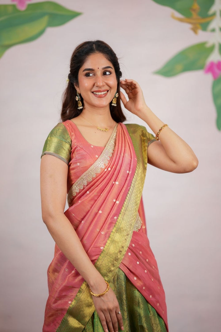 Tanisha Green Halfsaree (Set of 3) | SHOBITAM