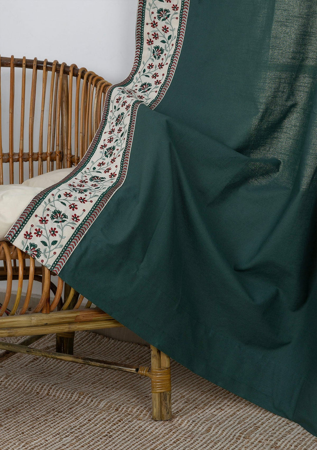 Kadamba Jade Green 100% Cotton Plain Curtain for living room & bedroom - Room Darkening - Single Piece | SHOBITAM