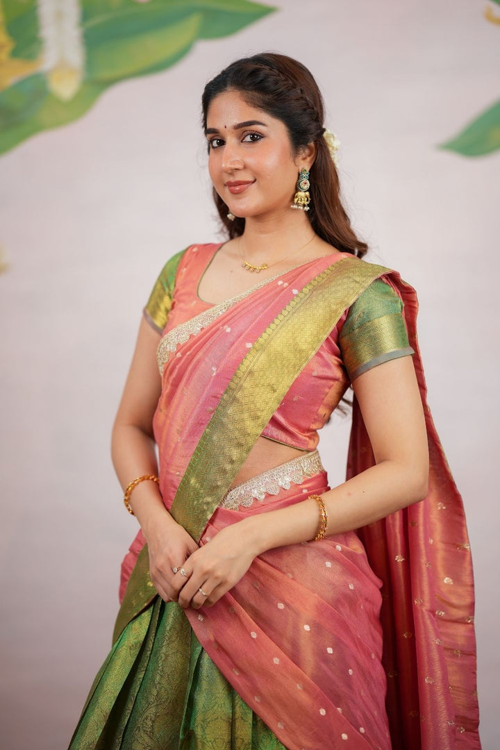 Tanisha Green Halfsaree (Set of 3) | SHOBITAM