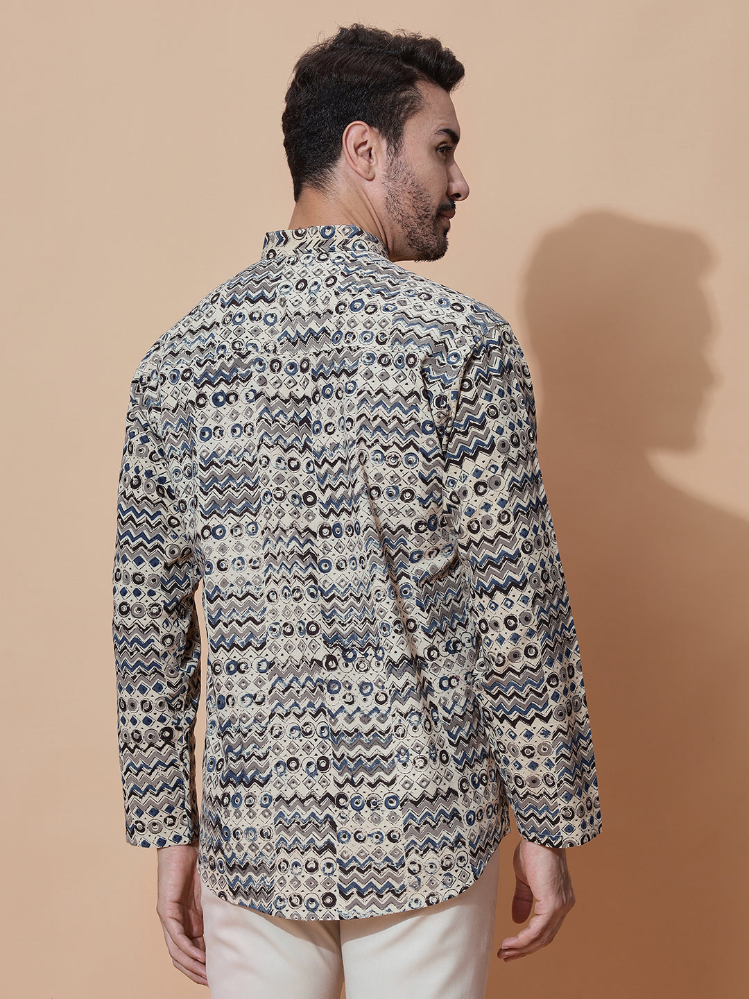 Samara Kalamkari Cotton Short Kurta in Cream