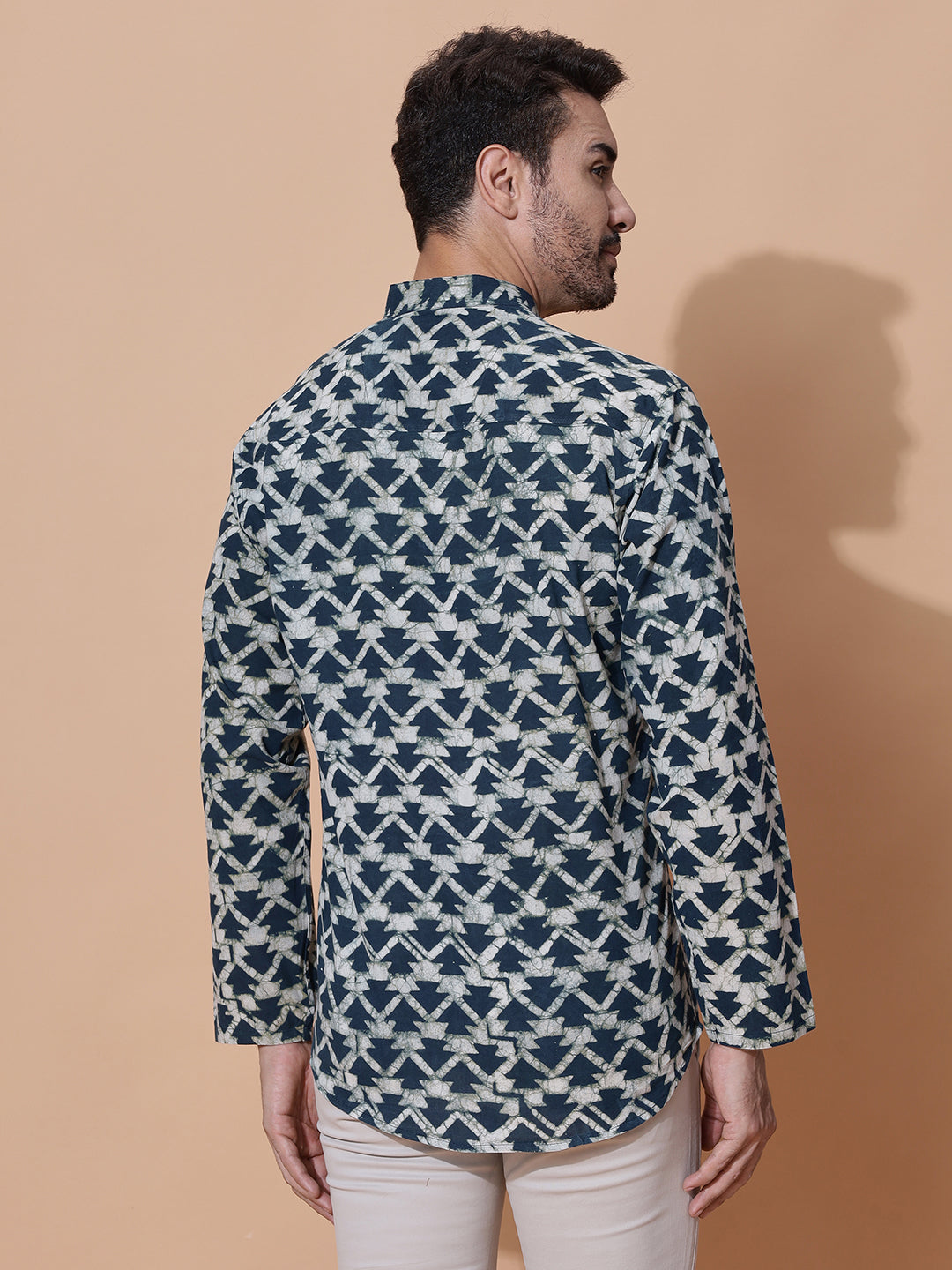 Pine Tree Dabu Hand Block Mud Resist Printed Kurta Green