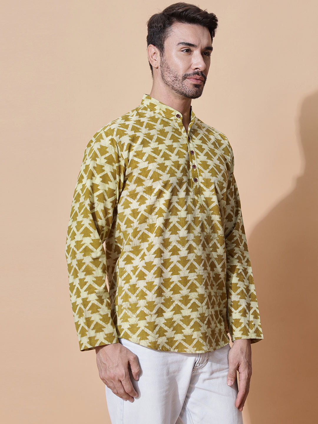 Sarsaon Dabu Hand Block Mud Resist Printed Kurta in Yellow