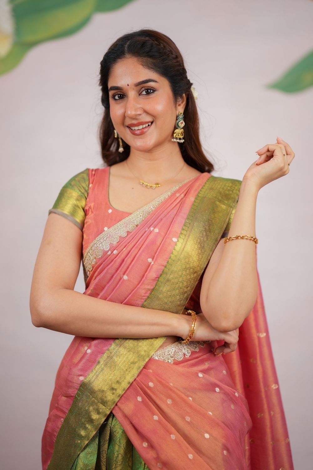 Tanisha Green Halfsaree (Set of 3) | SHOBITAM