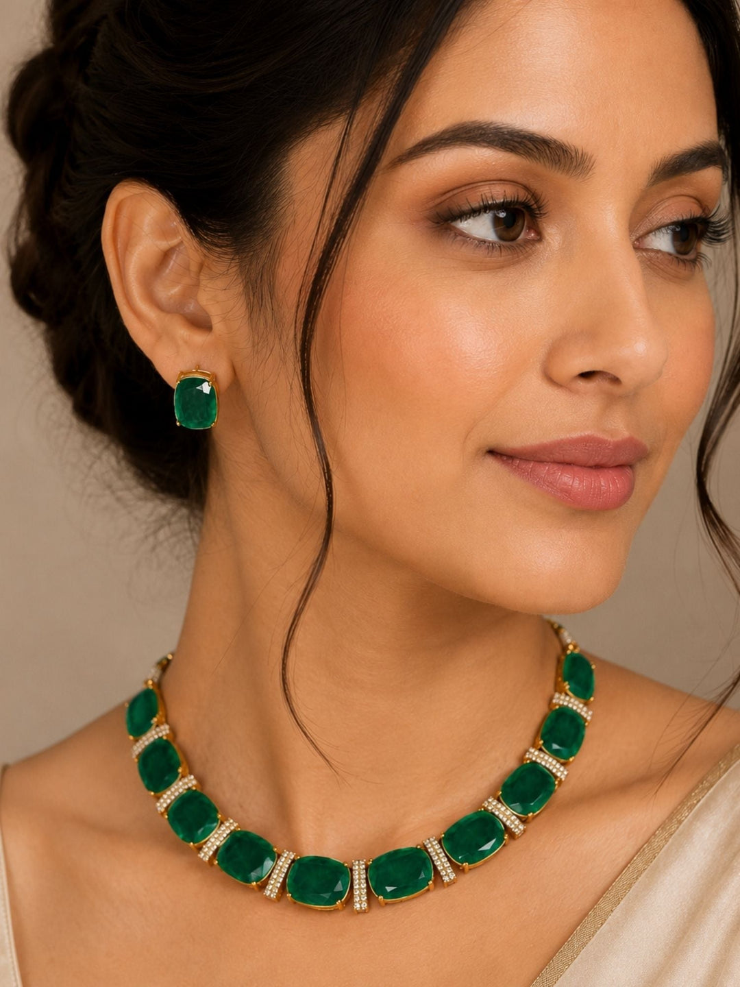 Unique Crystal Choker Necklace Set | SHOBITAM