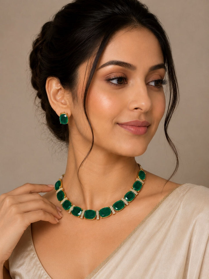 Unique Crystal Choker Necklace Set | SHOBITAM