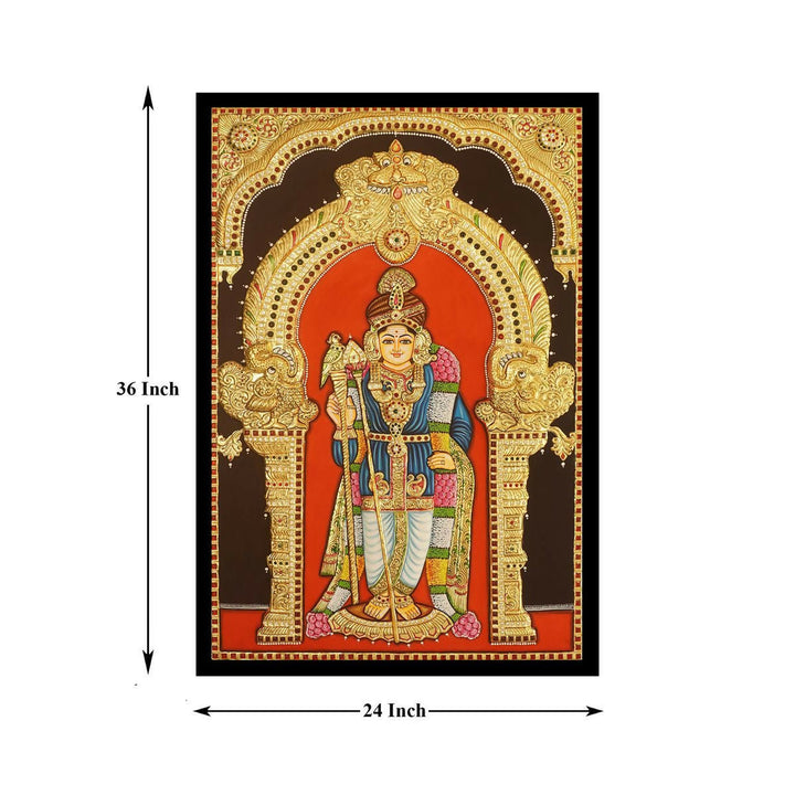 36 x 24 Palani Murugan Authentic Tanjore Hand painting , Unframed | SHOBITAM