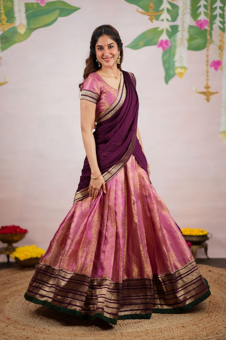Tanisha Pink Halfsaree (Set of 3) | SHOBITAM