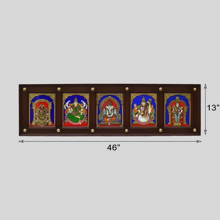 GLASS PAINTING BALAJI GAJALAKSHMI GANESHA SARASWATHI MURGAN WITH PANEL