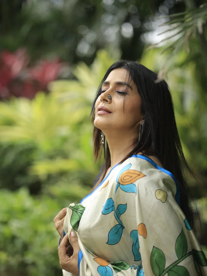 Ushn Kalamkari Saree | SILK MARK CERTIFIED | SHOBITAM