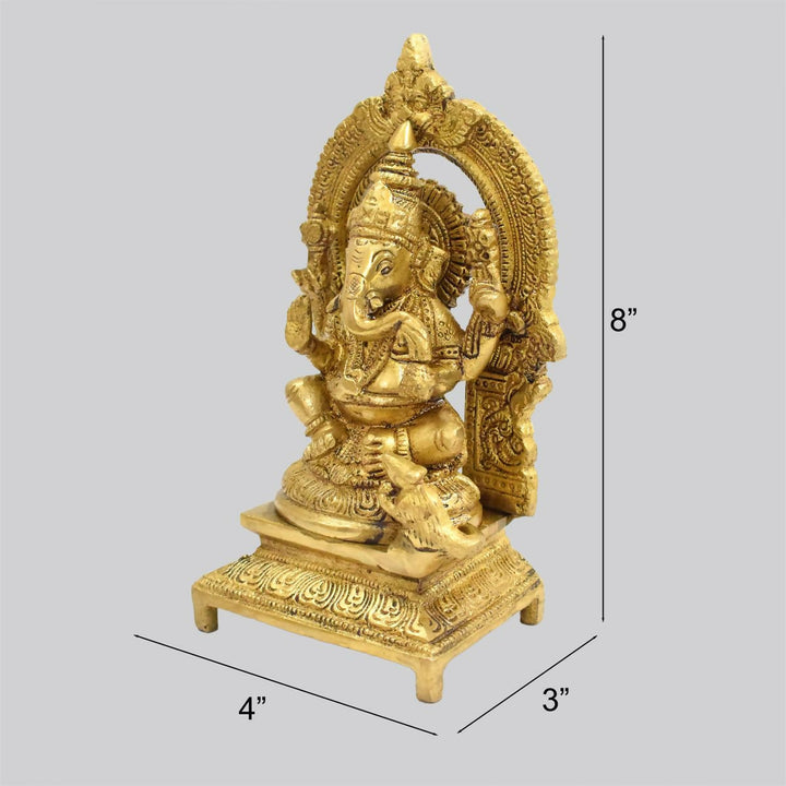 BRASS GANESHA IDOL WITH PRABHAVALI 8*4*3 | SHOBITAM