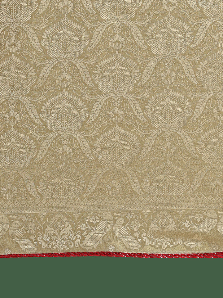 Golden Kanjivaram Satin Silk Woven Saree | SHOBITAM