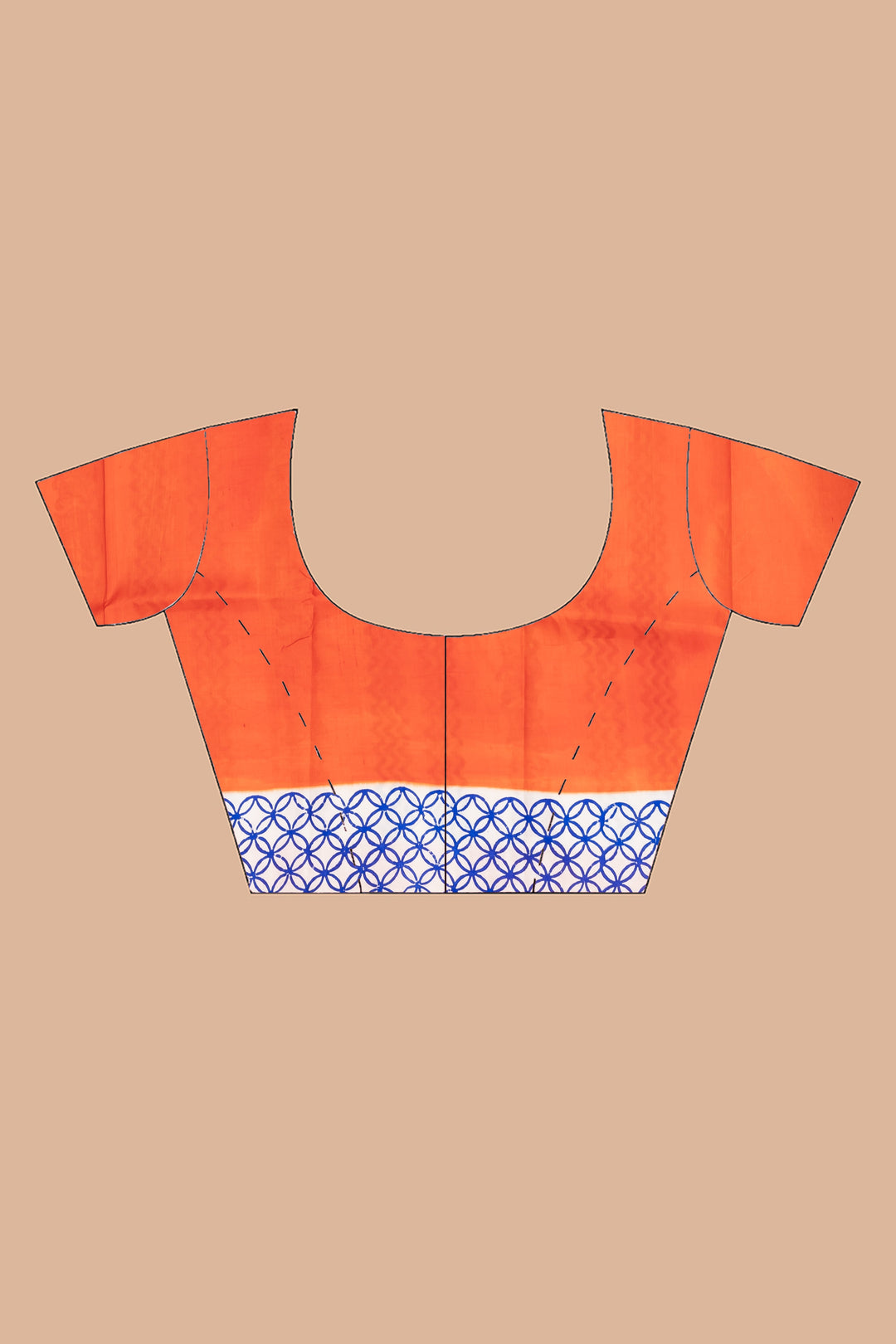 Orange and blue printed silk saree | SILK MARK CERTIFIED | SHOBITAM