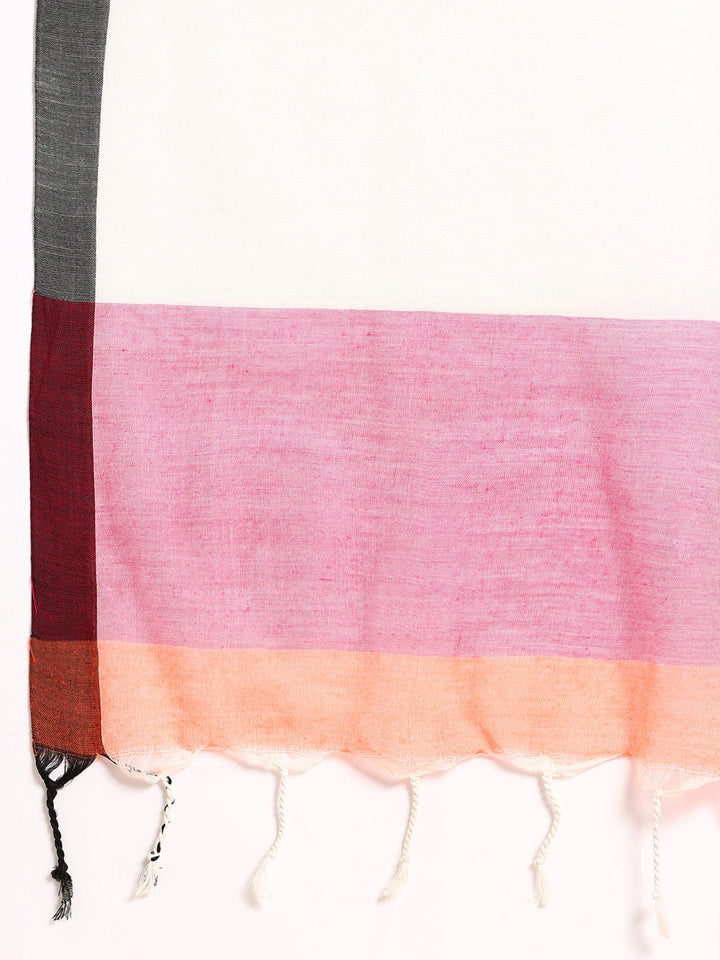 Colorblock Pure Cotton Saree with Blouse piece | SHOBITAM