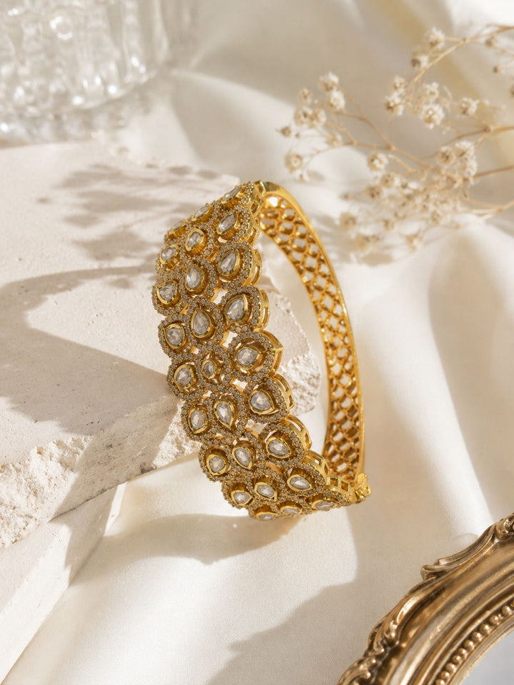 Royal Polki Kundan Teardrop Statement Bracelet | SHOBITAM