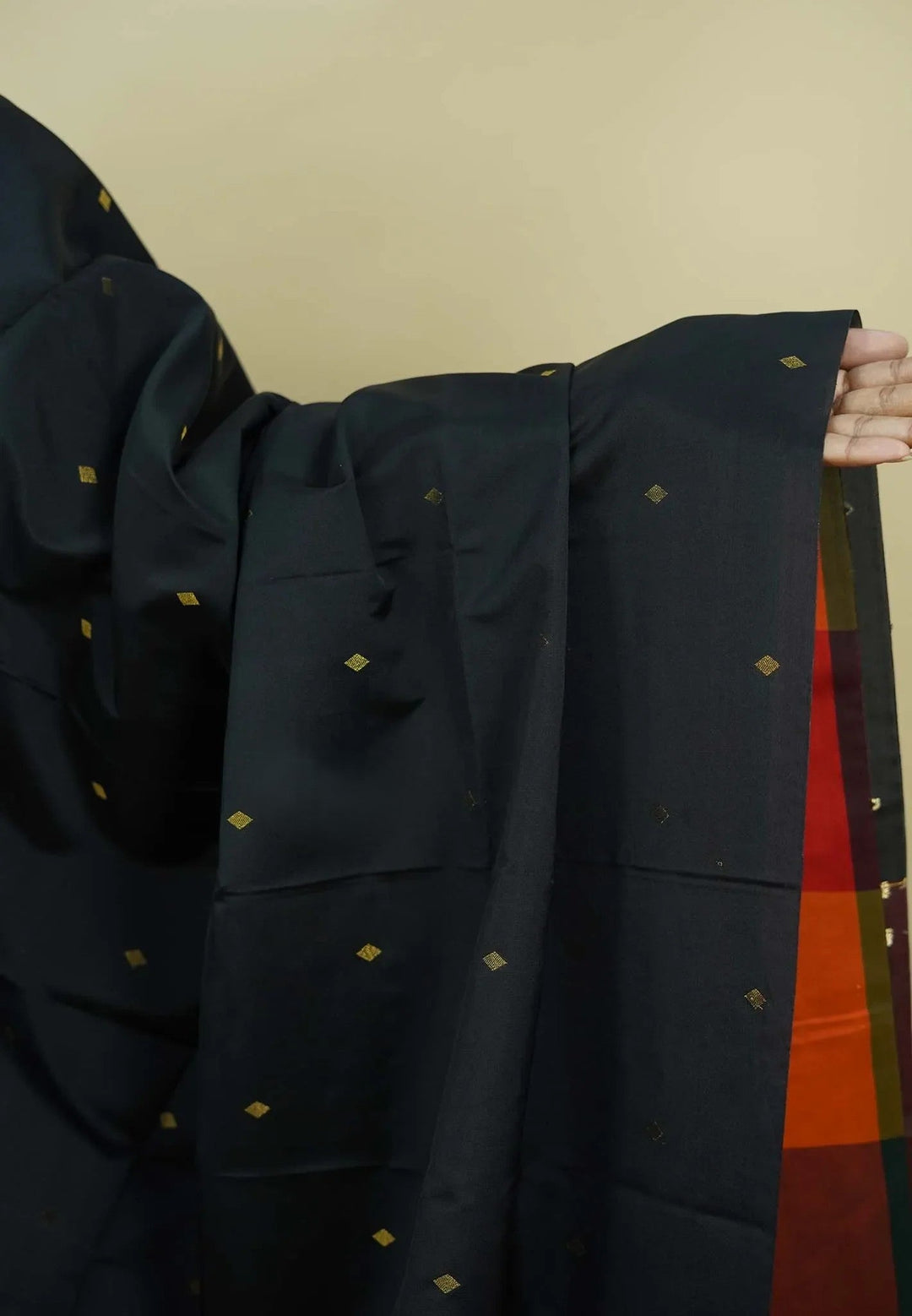 Black Art Silk Saree with Sunset Kattam Checks | SHOBITAM