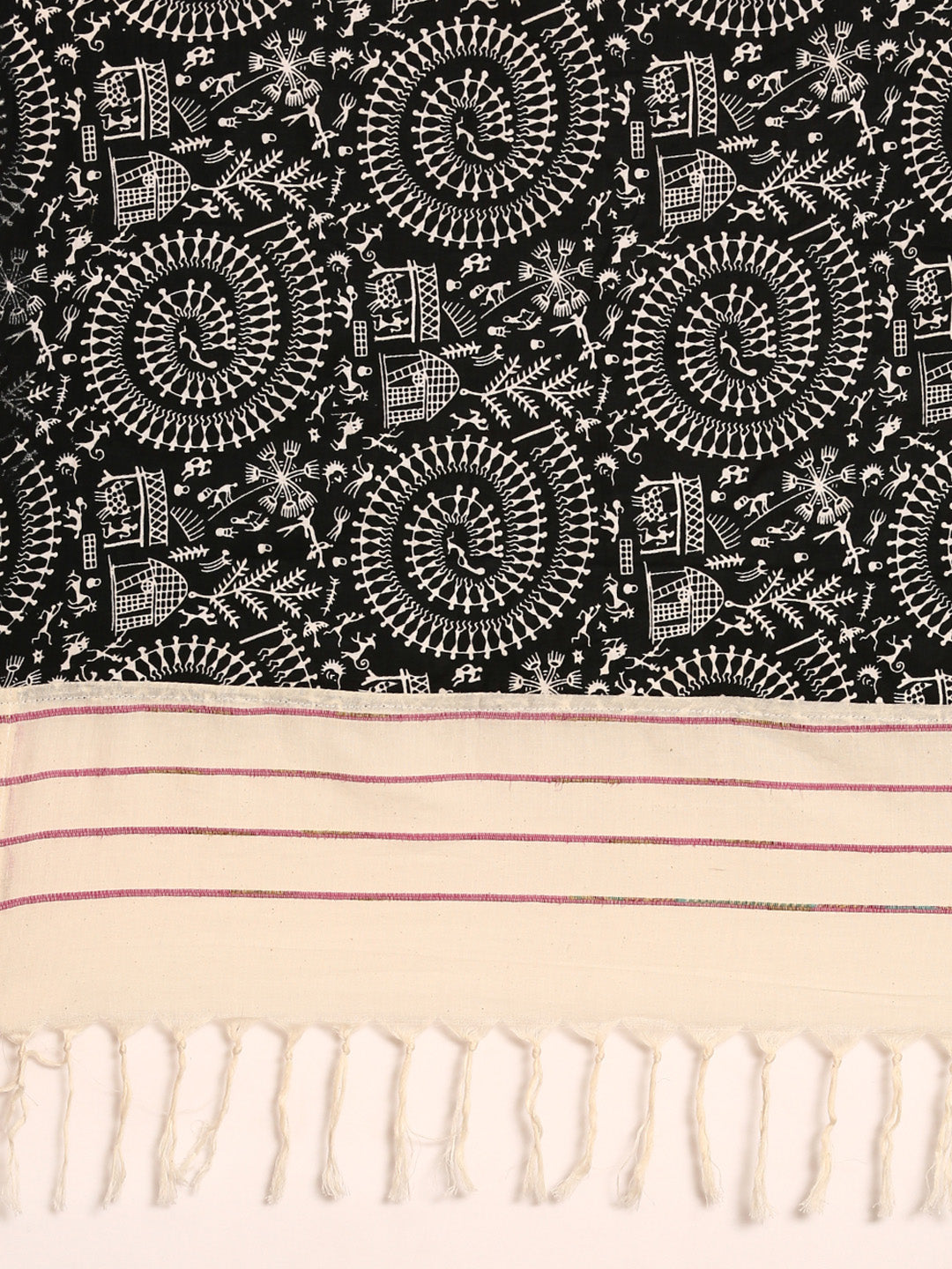 Cream Handloom Khesh Print Pure Cotton saree