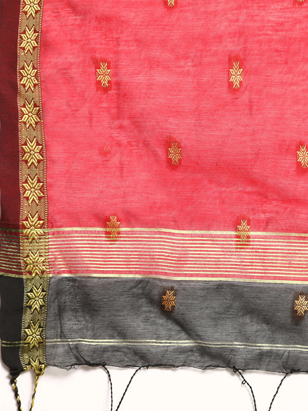 Black Zari Buti Silk Cotton Saree with blouse piece