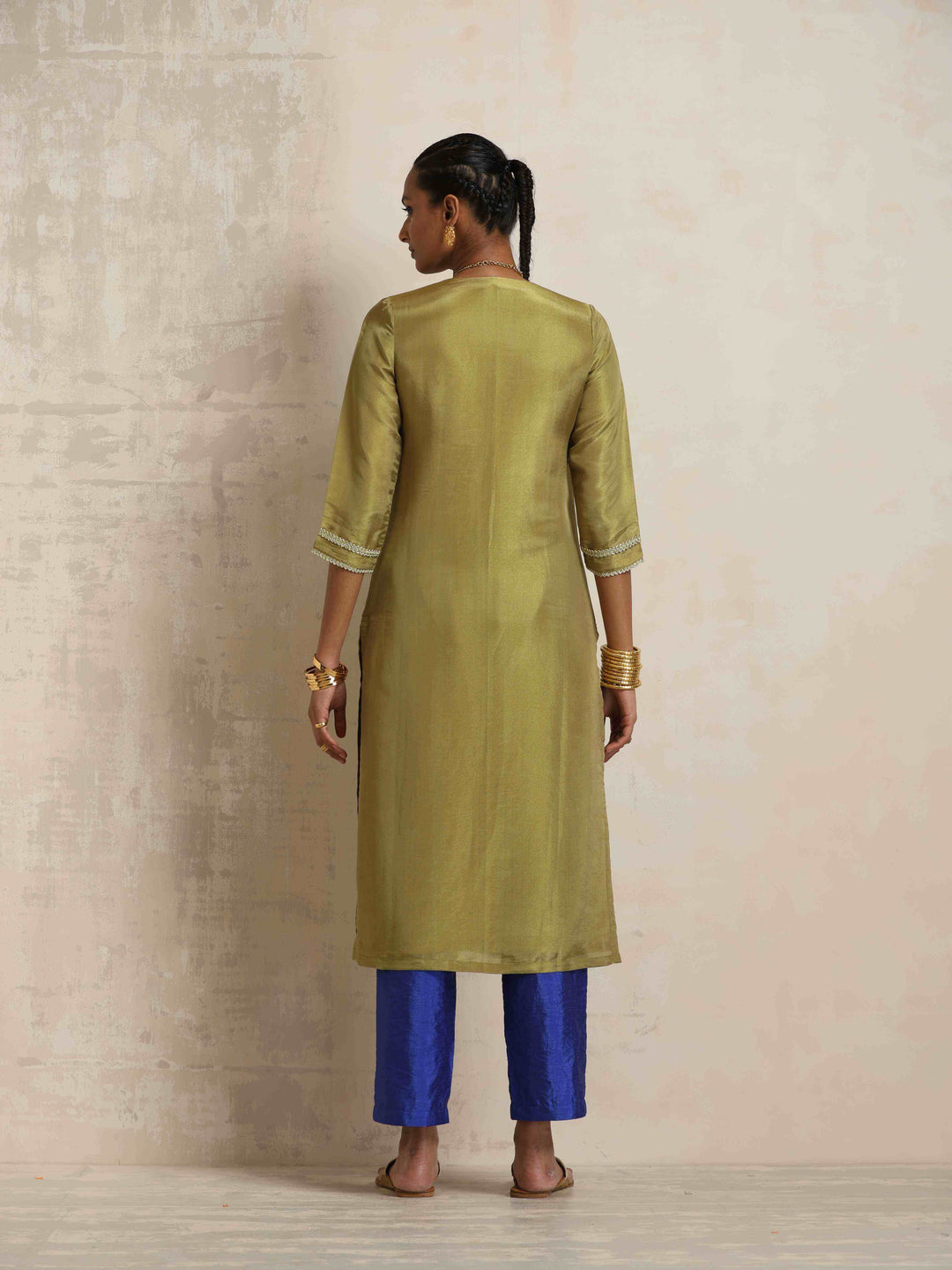 Green Tissue Straight Kurta Set | SHOBITAM