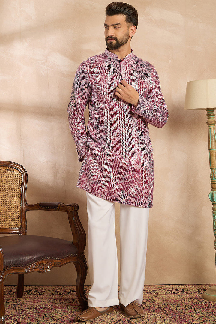 Maroon Silk Blend Solid Embroidered Straight Kurta | SHOBITAM