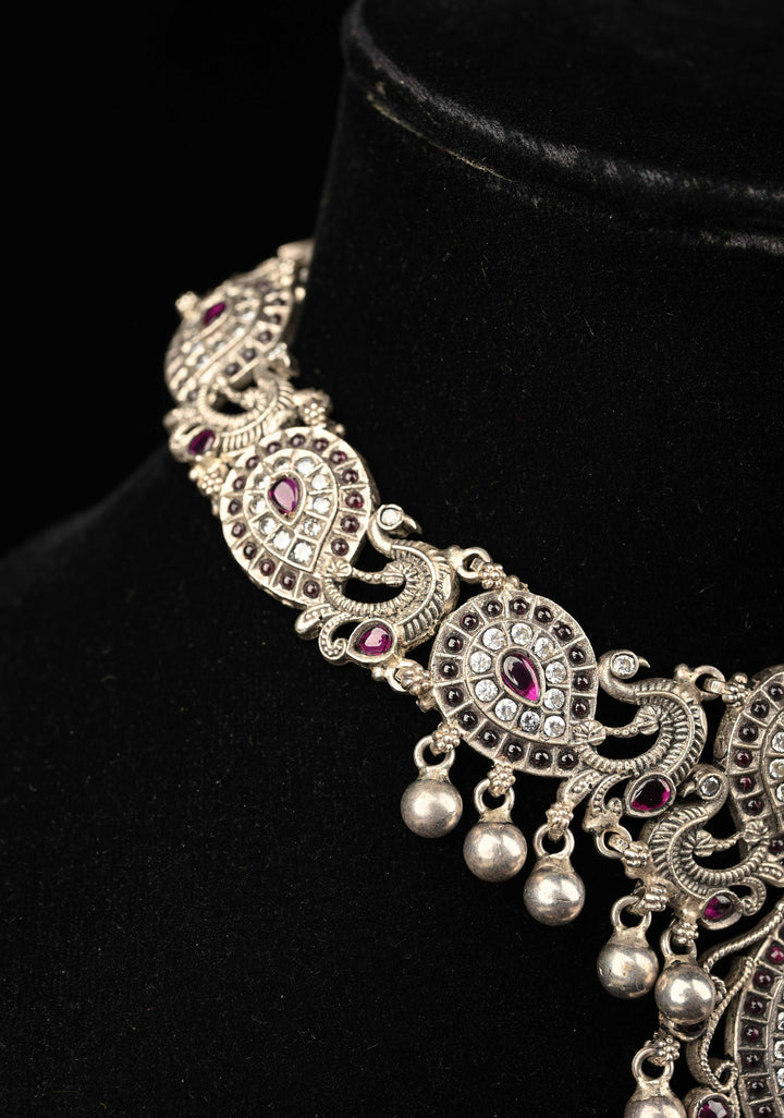 92.5 Silver,Silver Oxidized Necklace