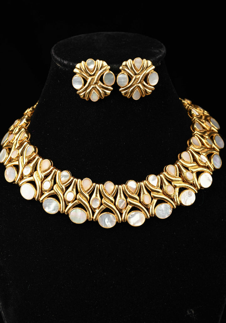 92.5 Pure Silver, Gold Plated Chitra Short Necklace Set
