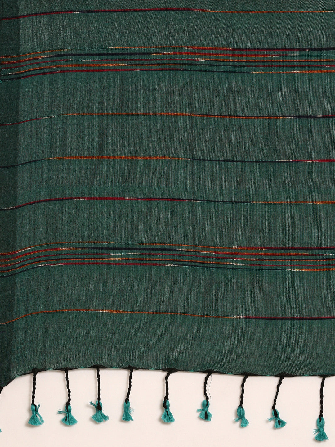 Bottle Green Pure Cotton Saree with Blouse piece