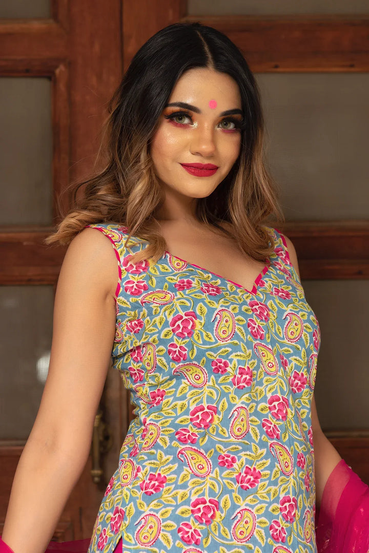 JAIPURI STRAIGHT COTTON SUIT SET | SHOBITAM