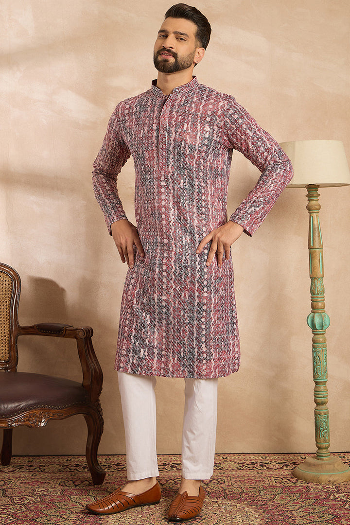 Brown Viscose Rayon Solid Printed Straight Kurta With Trouser | SHOBITAM