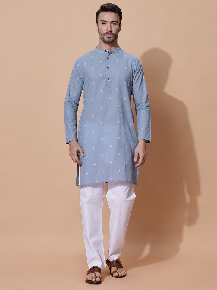 Neel Men Handloom Kurta, in Sky Blue