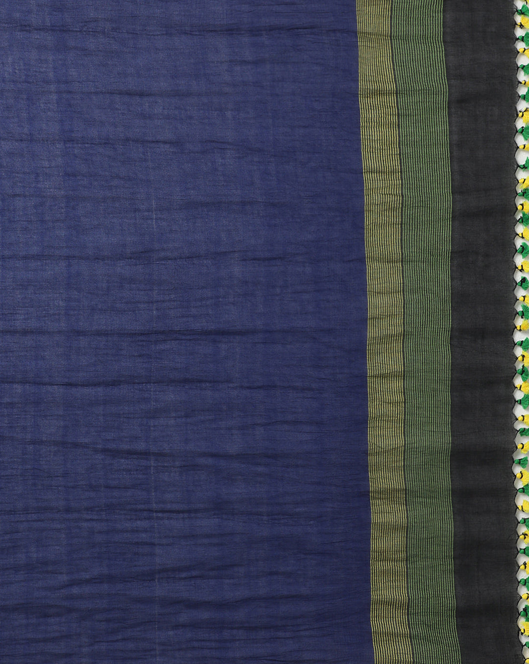 Colour block Cotton Saree with pompoms