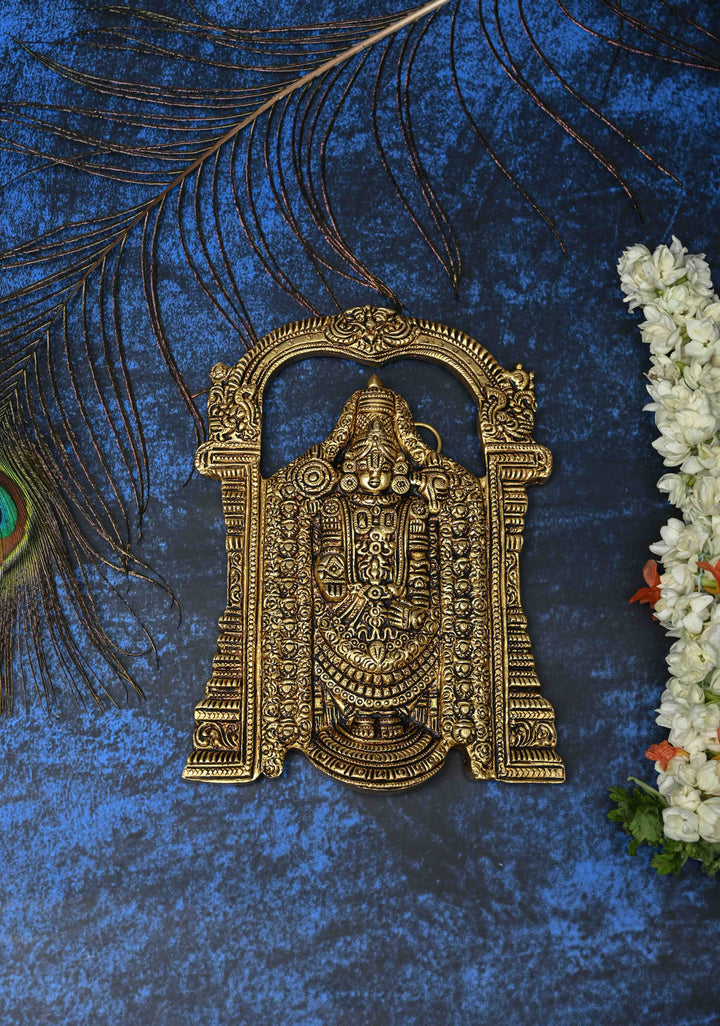 7.2" Brass Lord Venkateshwara Swami Wall Hanging, Indian Decorative