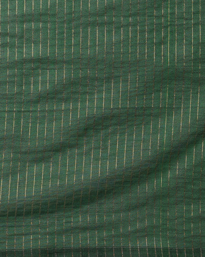 Green Pure Cotton Saree With Blouse Piece | SHOBITAM