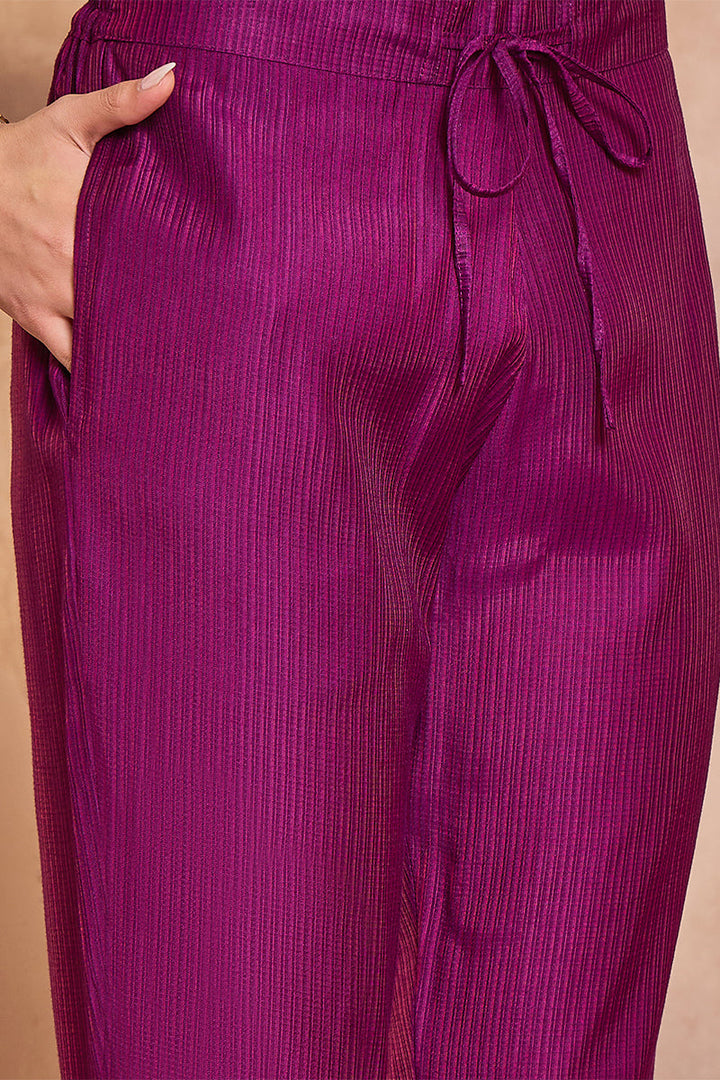 Purple Silk Blend Floral Printed Straight Kurta Trouser With Dupatta | SHOBITAM