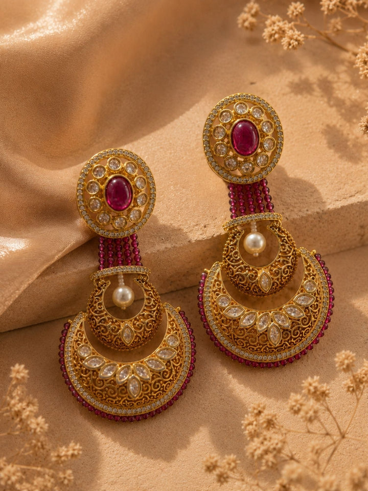 Chandbali Earrings in Gold Finish – Festive Wear | SHOBITAM