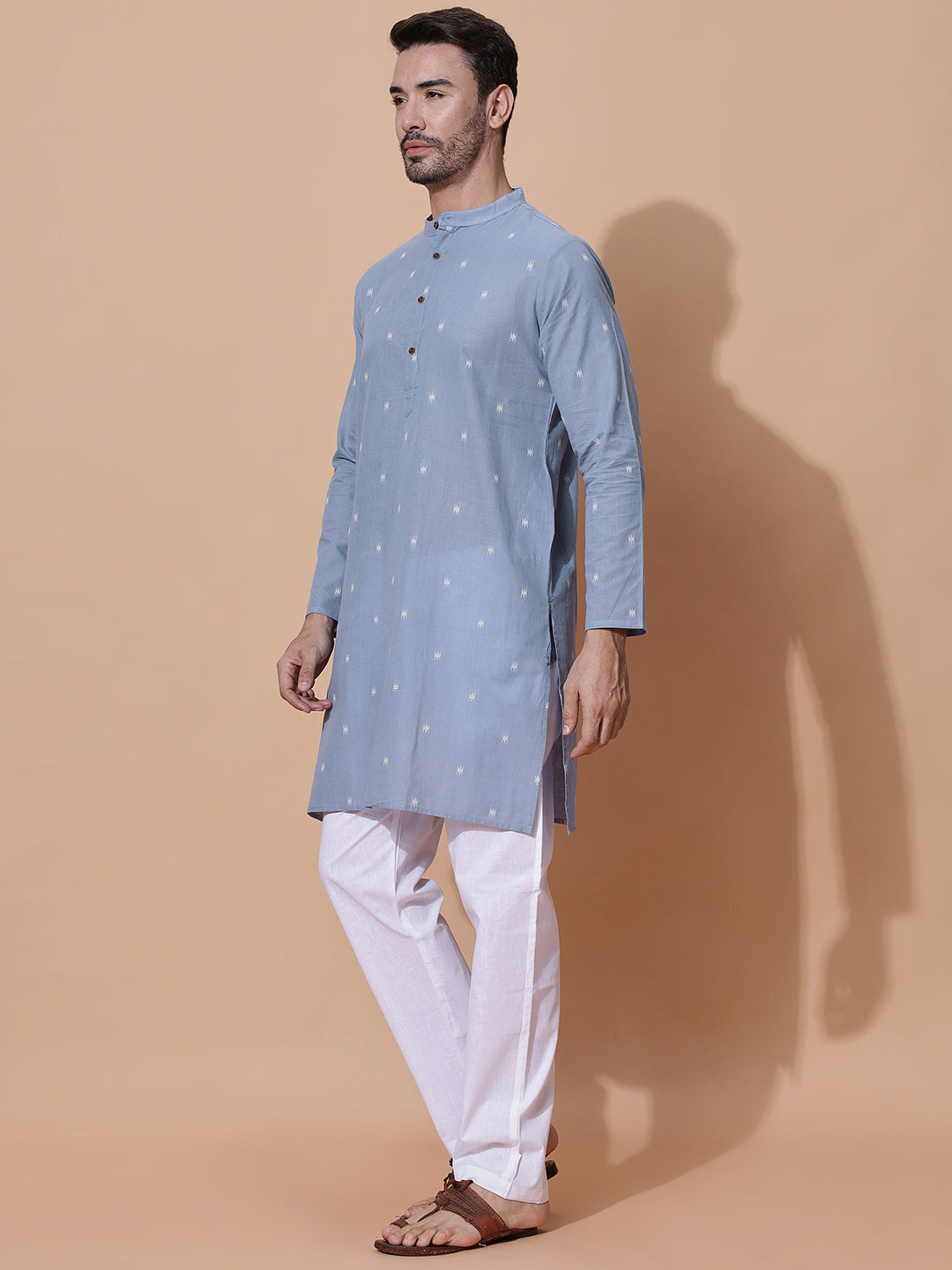 Neel Men Handloom Kurta, in Sky Blue