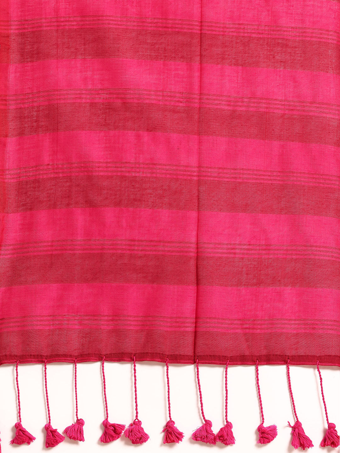 Maroon Magenta Solid Cotton Saree with Blouse piece | SHOBITAM