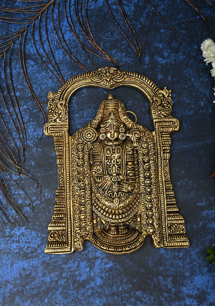 7.2" Brass Lord Venkateshwara Swami Wall Hanging, Indian Decorative