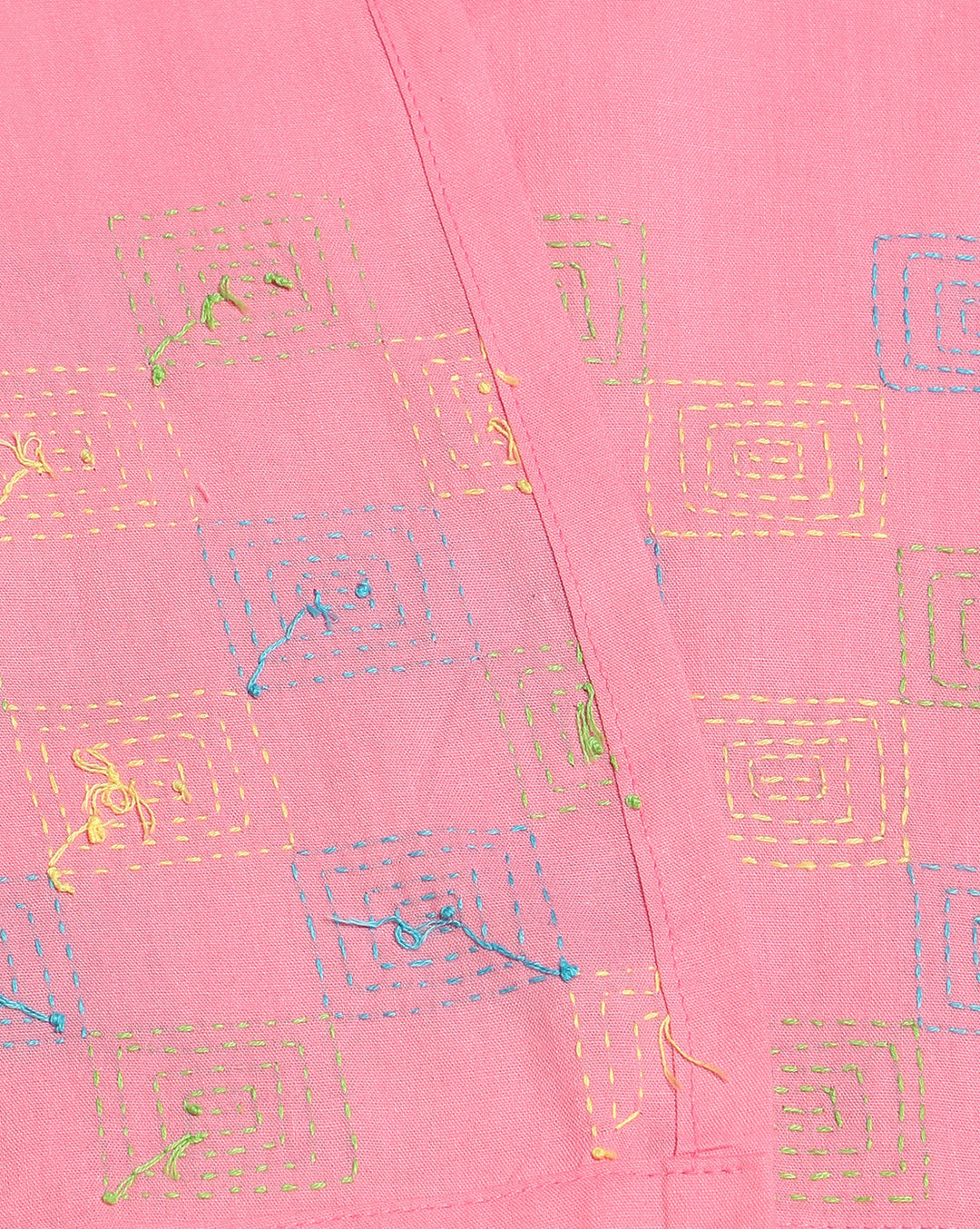 Baby Pink Kantha Cotton Kurta | SHOBITAM