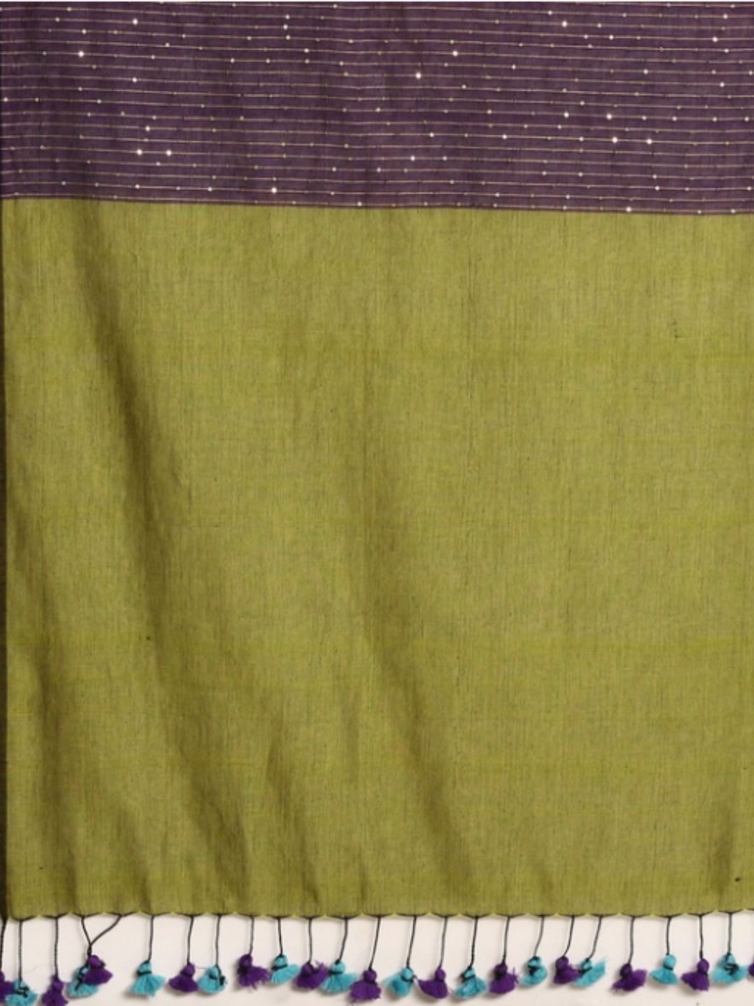 Green Pure Cotton Handloom Sequins Saree