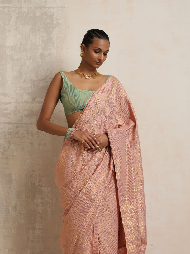 Pink Gold Lurex Saree | SHOBITAM