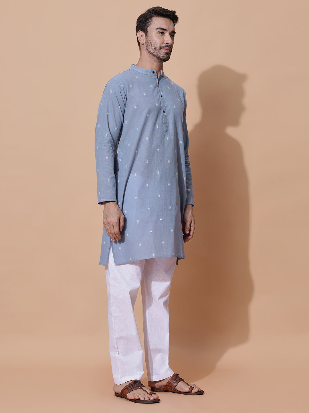 Neel Men Handloom Kurta, in Sky Blue