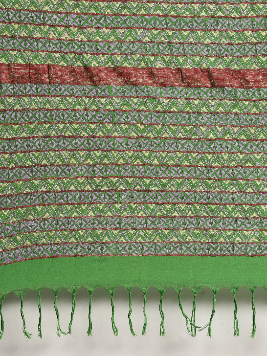 Parrot Green Khesh Kantha Cotton Saree