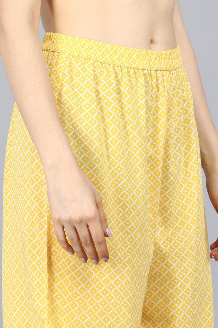 Yellow Pure Cotton Straight Kurta Pant With Dupatta | SHOBITAM