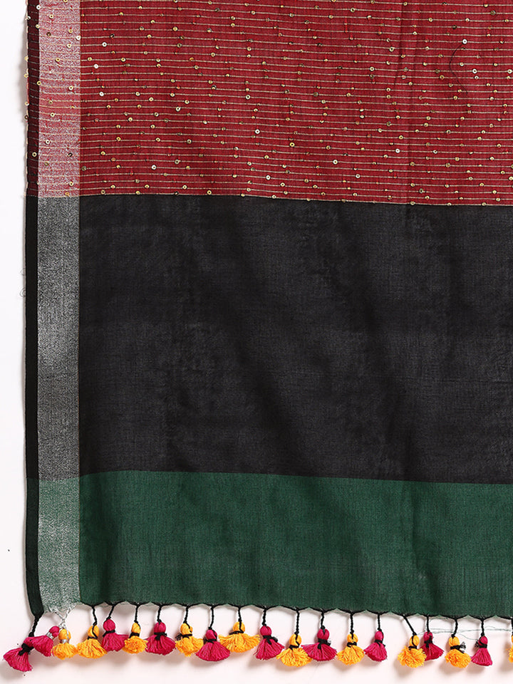 Handloom Sequins Cotton Saree | SHOBITAM
