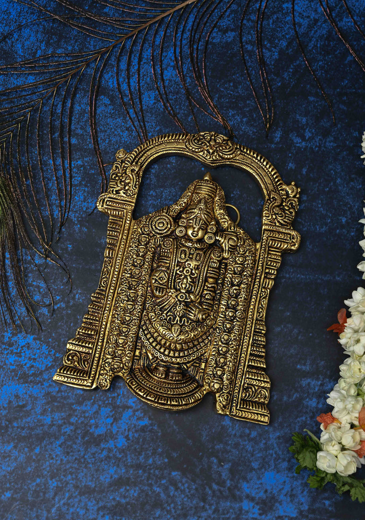 7.2" Brass Lord Venkateshwara Swami Wall Hanging, Indian Decorative