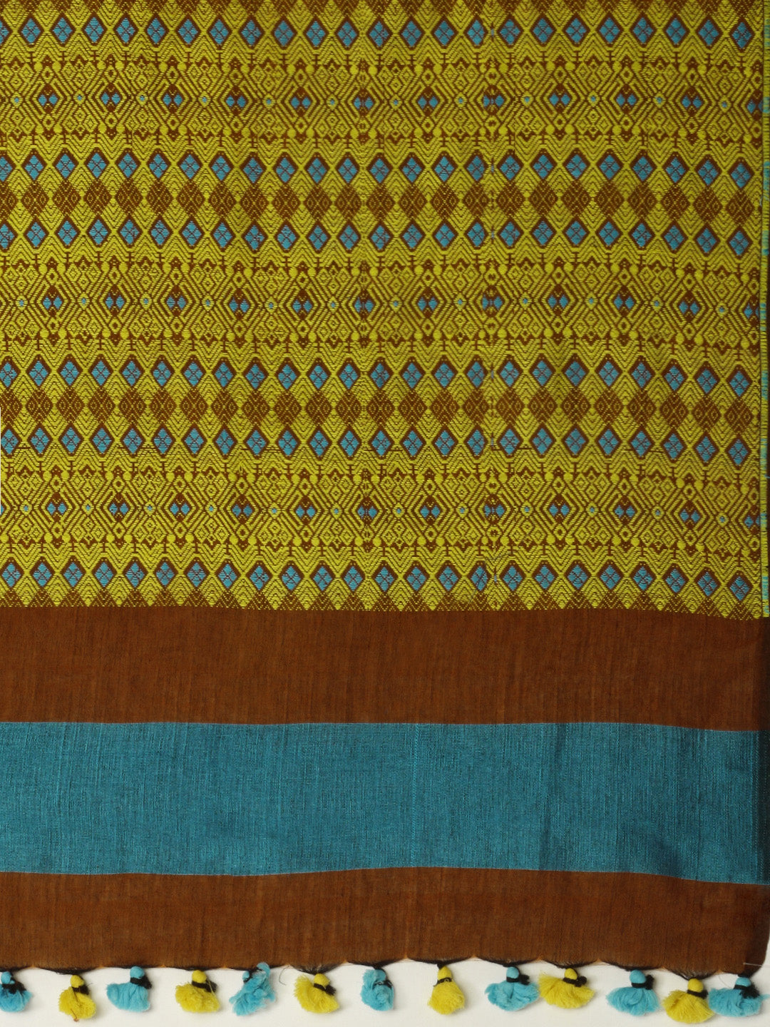 Rust Brown Hand woven Assamese Cotton Saree